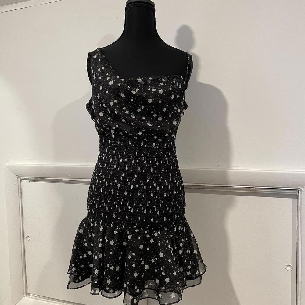 Black and white floral and polka dot print dress. brand is the east order size M